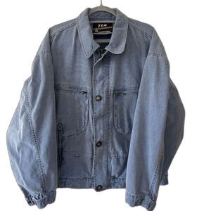 Vintage 90s London Fog "FOG" Denim Chore Jacket - Oversized Medium Wash - Large